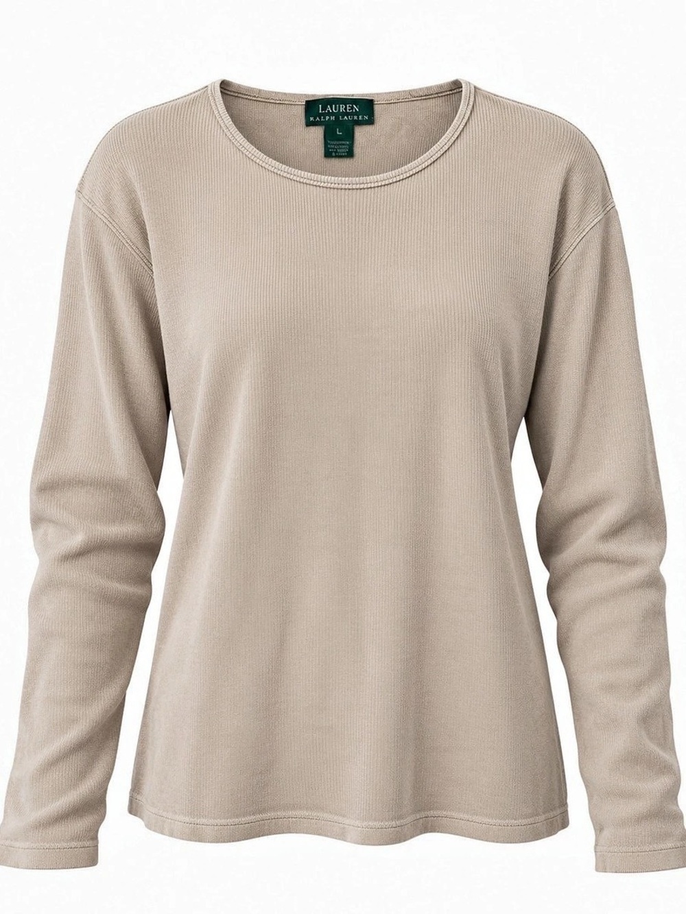 Lauren Ralph Lauren Long Sleeve Top in Beige Size Large